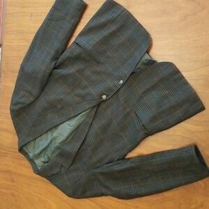 VINTAGE Wool Paris Houndstooth 2 Button Blazer 46 Green
